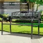 Banco de Jardín con Apoyabrazos y Respaldo con Imagen de Pájaros Carga 240 kg para Patio Terraza 127x60x85 cm Marrón