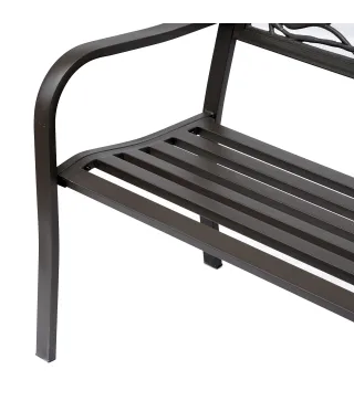 Banco de Jardín con Apoyabrazos y Respaldo con Imagen de Pájaros Carga 240 kg para Patio Terraza 127x60x85 cm Marrón