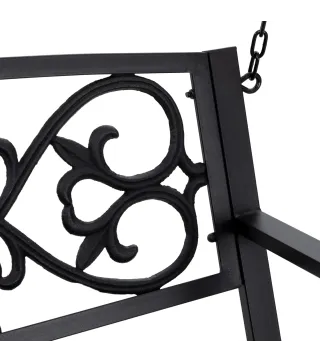 Banco Columpio de 2 Plazas Banco Colgante con Reposabrazos para Jardín Terraza Exterior 127x59,5x52 cm Negro