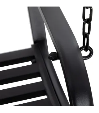 Banco Columpio de 2 Plazas Banco Colgante con Reposabrazos para Jardín Terraza Exterior 127x59,5x52 cm Negro