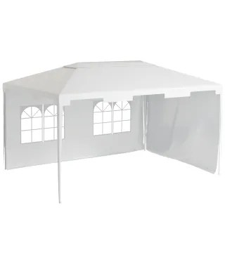 Carpa de Jardín 395x295x255 cm Cenador Desmontable Exterior con 2 Laterales 2 Ventanas Anti-UV para Terraza Patio Blanco