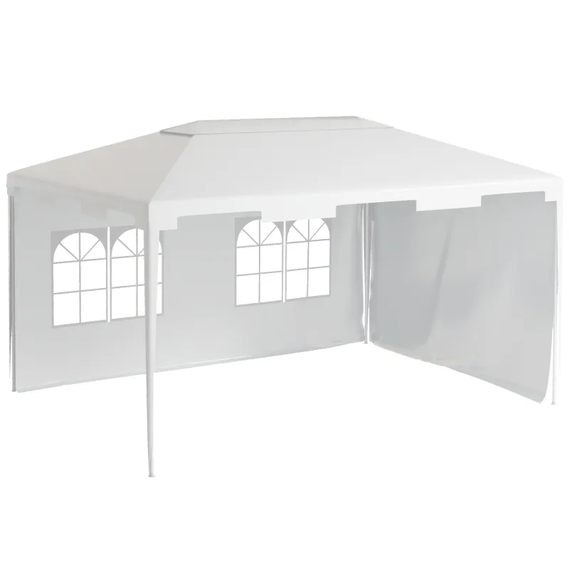 Carpa de Jardín 395x295x255 cm Cenador Desmontable Exterior con 2 Laterales 2 Ventanas Anti-UV para Terraza Patio Blanco