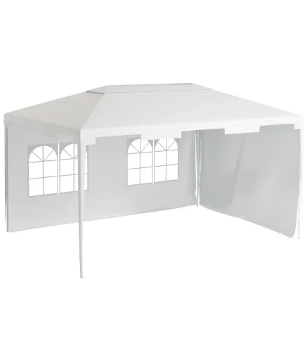Carpa de Jardín 395x295x255 cm Cenador Desmontable Exterior con 2 Laterales 2 Ventanas Anti-UV para Terraza Patio Blanco