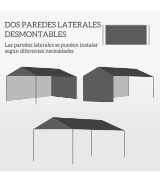 Carpa de Jardín 395x295x255 cm Cenador Desmontable Exterior con 2 Laterales 2 Ventanas Anti-UV para Terraza Patio Blanco