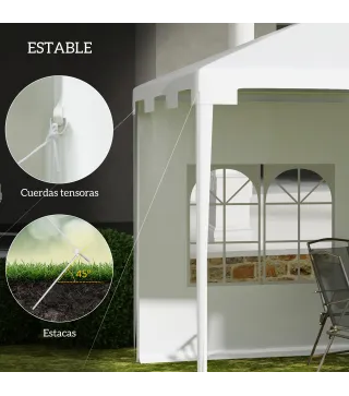 Carpa de Jardín 395x295x255 cm Cenador Desmontable Exterior con 2 Laterales 2 Ventanas Anti-UV para Terraza Patio Blanco