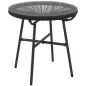 Mesa de Jardín de Ratán Sintético Redonda para Exteriores con Encimera de Vidrio Templado Ø50x50 cm Negro