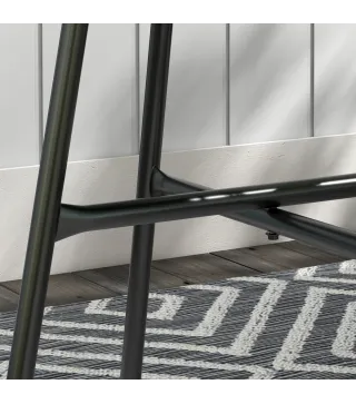 Mesa de Jardín de Ratán Sintético Redonda para Exteriores con Encimera de Vidrio Templado Ø50x50 cm Negro