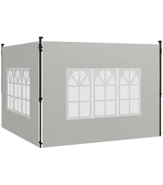 Paredes Laterales para Carpa 3x3 m y 3x6 m Juego de 2 Paredes para Cenador con Ventanas 293x193 cm Blanco