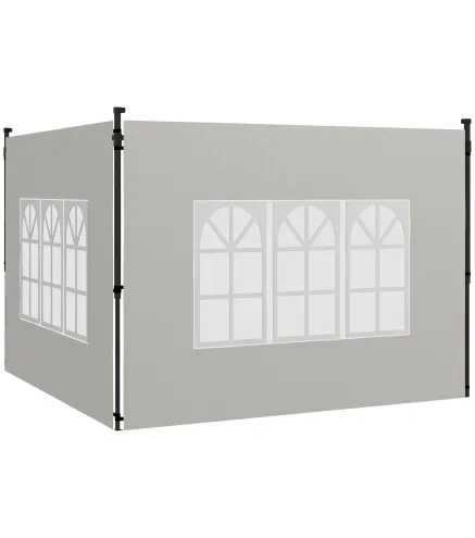 Paredes Laterales para Carpa 3x3 m y 3x6 m Juego de 2 Paredes para Cenador con Ventanas 293x193 cm Blanco