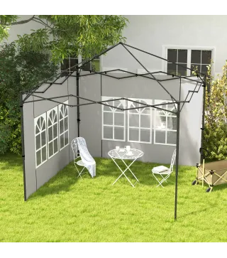 Paredes Laterales para Carpa 3x3 m y 3x6 m Juego de 2 Paredes para Cenador con Ventanas 293x193 cm Blanco