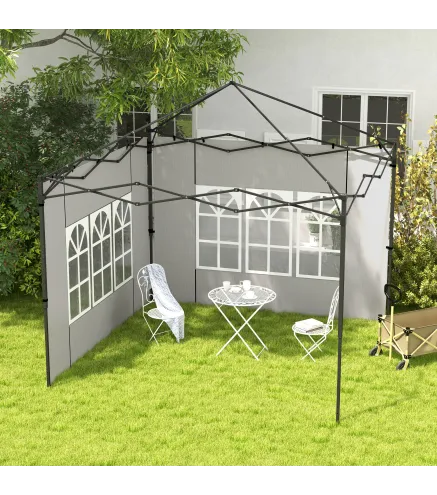 Paredes Laterales para Carpa 3x3 m y 3x6 m Juego de 2 Paredes para Cenador con Ventanas 293x193 cm Blanco