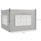 Paredes Laterales para Carpa 3x3 m y 3x6 m Juego de 2 Paredes para Cenador con Ventanas 293x193 cm Blanco
