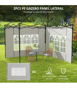 Paredes Laterales para Carpa 3x3 m y 3x6 m Juego de 2 Paredes para Cenador con Ventanas 293x193 cm Blanco