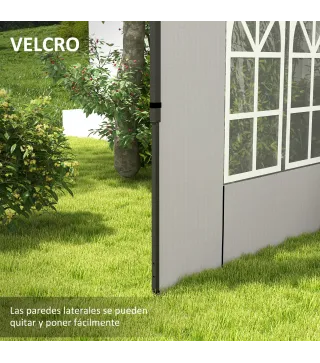 Paredes Laterales para Carpa 3x3 m y 3x6 m Juego de 2 Paredes para Cenador con Ventanas 293x193 cm Blanco