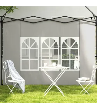 Paredes Laterales para Carpa 3x3 m y 3x6 m Juego de 2 Paredes para Cenador con Ventanas 293x193 cm Blanco