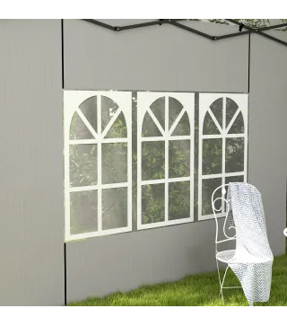 Paredes Laterales para Carpa 3x3 m y 3x6 m Juego de 2 Paredes para Cenador con Ventanas 293x193 cm Blanco