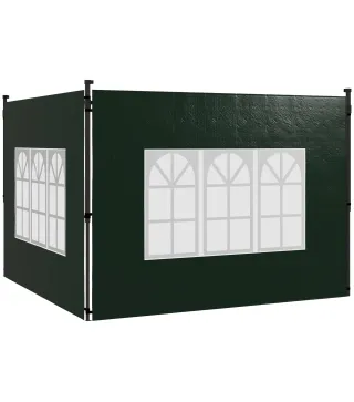 Paredes Laterales para Carpa 3x3 m y 3x6 m Juego de 2 Paredes para Cenador con Ventanas 293x193 cm Verde Oscuro