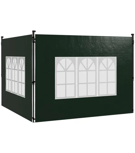 Paredes Laterales para Carpa 3x3 m y 3x6 m Juego de 2 Paredes para Cenador con Ventanas 293x193 cm Verde Oscuro