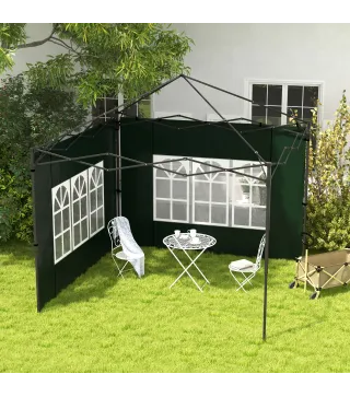 Paredes Laterales para Carpa 3x3 m y 3x6 m Juego de 2 Paredes para Cenador con Ventanas 293x193 cm Verde Oscuro