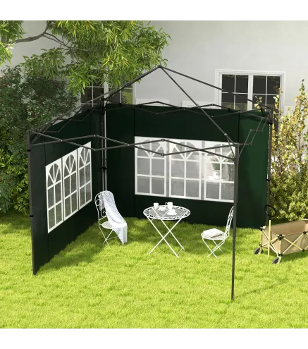 Paredes Laterales para Carpa 3x3 m y 3x6 m Juego de 2 Paredes para Cenador con Ventanas 293x193 cm Verde Oscuro
