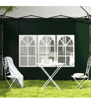 Paredes Laterales para Carpa 3x3 m y 3x6 m Juego de 2 Paredes para Cenador con Ventanas 293x193 cm Verde Oscuro