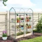 Invernadero Pequeño de 3 Niveles 2 Puertas Enrollables Marco de Acero Cubierta de Plástico 143x46x165 cm Transparente