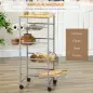 Carro Múltiusos de Cocina Baño con Ruedas 5 Niveles Carrito de Servicio Isla de Cocina Marco de Acero Carrito Auxiliar Verdulero