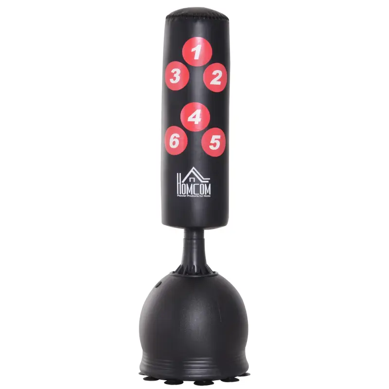 Saco de Boxeo de Pie 165 cm con Base Rellenable de Agua 22,5 kg o Arena 27,5 kg y Ventosas de Goma para Adultos y Niños 50x50x16