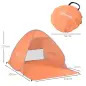 Tienda de Playa para 2-3 Personas Pop-Up con Ventanas tipo Refugio Protección Solar UV 200x150x119 cm Naranja