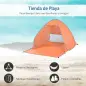 Tienda de Playa para 2-3 Personas Pop-Up con Ventanas tipo Refugio Protección Solar UV 200x150x119 cm Naranja
