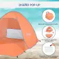 Tienda de Playa para 2-3 Personas Pop-Up con Ventanas tipo Refugio Protección Solar UV 200x150x119 cm Naranja