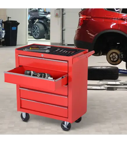 Caja Taller Carro de Herramientas con Ruedas Cerradura tipo Mueble de Almacenamiento para Taller Garaje y Hogar Chapa de