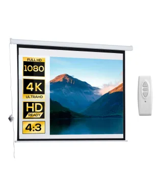 Pantalla del Proyector Eléctrica Portátil Universal 84 Pulgadas Pantalla para Proyección Motorizada 4:3 con Control Remoto Cine