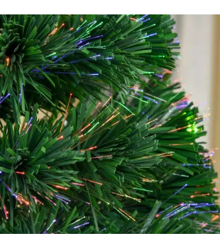 Árbol de Navidad de Fibra Óptica 120 cm Decoración Navideña con 16 LED de 3 Colores 130 Ramas Ø60x120 cm Verde