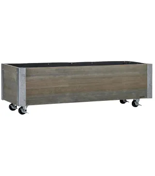 Jardinera Exterior Grande con Ruedas Tela no Tejida Jardinera y Sistema de Drenaje 96x30,6x30 cm Gris Claro