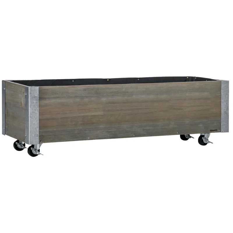 Jardinera Exterior Grande con Ruedas Tela no Tejida Jardinera y Sistema de Drenaje 96x30,6x30 cm Gris Claro