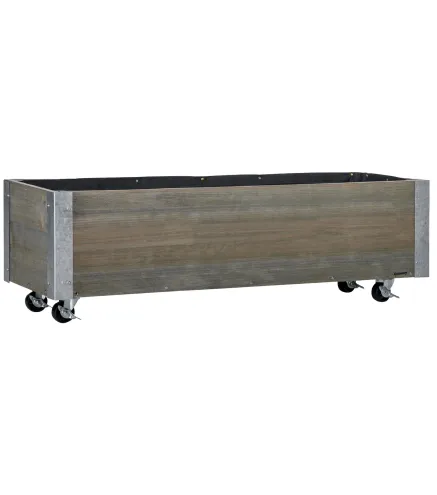 Jardinera Exterior Grande con Ruedas Tela no Tejida Jardinera y Sistema de Drenaje 96x30,6x30 cm Gris Claro