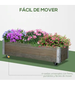 Jardinera Exterior Grande con Ruedas Tela no Tejida Jardinera y Sistema de Drenaje 96x30,6x30 cm Gris Claro