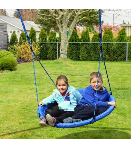 Columpio Infantil tipo Nido Columpio Redondo de Árbol para +3 Años Carga 100 kg Interior y Exterior Ø100x180 cm Azul