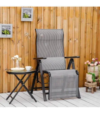 Tumbona Plegable de Jardín Tumbona Gravedad Cero con Respaldo Ajustable en 9 Posiciones con Cojín 70x65x111 cm Gris