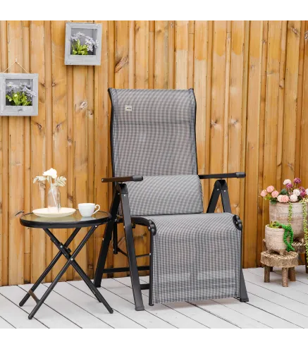 Tumbona Plegable de Jardín Tumbona Gravedad Cero con Respaldo Ajustable en 9 Posiciones con Cojín 70x65x111 cm Gris