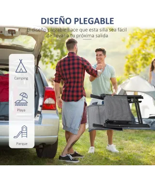 Tumbona Plegable de Jardín Tumbona Gravedad Cero con Respaldo Ajustable en 9 Posiciones con Cojín 70x65x111 cm Gris