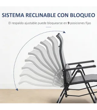Tumbona Plegable de Jardín Tumbona Gravedad Cero con Respaldo Ajustable en 9 Posiciones con Cojín 70x65x111 cm Gris