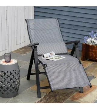 Tumbona Plegable de Jardín Tumbona Gravedad Cero con Respaldo Ajustable en 9 Posiciones con Cojín 70x65x111 cm Gris