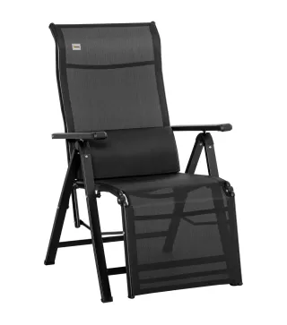 Tumbona Plegable de Jardín Tumbona Gravedad Cero con Respaldo Ajustable en 9 Posiciones con Cojín 70x65x111 cm Negro