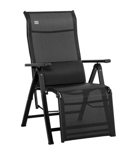 Tumbona Plegable de Jardín Tumbona Gravedad Cero con Respaldo Ajustable en 9 Posiciones con Cojín 70x65x111 cm Negro