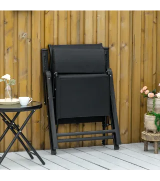 Tumbona Plegable de Jardín Tumbona Gravedad Cero con Respaldo Ajustable en 9 Posiciones con Cojín 70x65x111 cm Negro