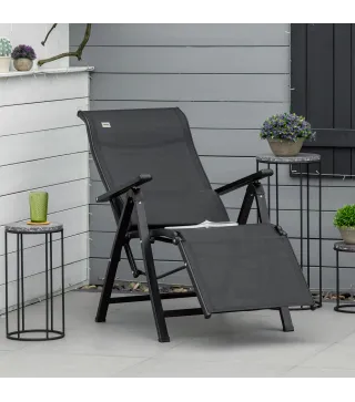 Tumbona Plegable de Jardín Tumbona Gravedad Cero con Respaldo Ajustable en 9 Posiciones con Cojín 70x65x111 cm Negro