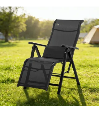 Tumbona Plegable de Jardín Tumbona Gravedad Cero con Respaldo Ajustable en 9 Posiciones con Cojín 70x65x111 cm Negro