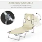 Tumbona Reclinable y Plegable de Jardín con Orificio de Lectura Reposacabezas y Respaldo Ajustable en 5 Niveles para Playa 182x5 Tumbona Reclinable y Plegable de Jardín con Orificio de Lectura Reposacabezas y Respaldo Ajustable en 5 Niveles para Playa 182x5